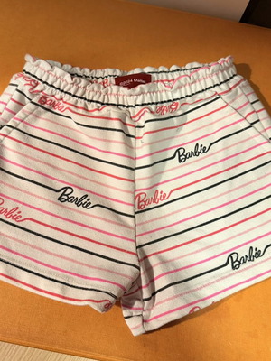 Barbie shorts, size 104 cm, age 4 years, white and pink