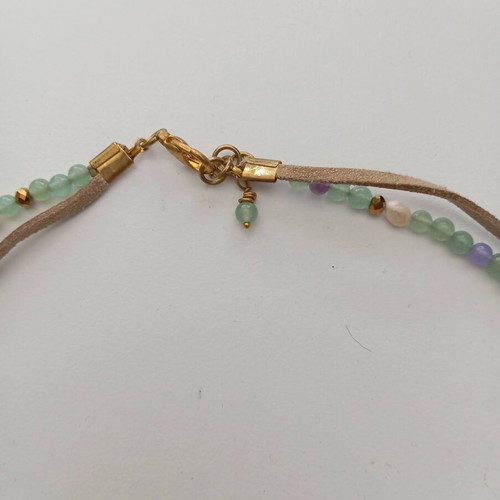 Handmade short necklace with amazonite, coral and pearls like new