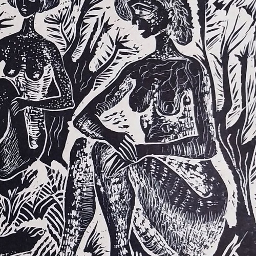 Linocut Spring Girls like new