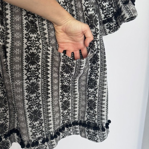 Boho cotton dress size S like new, black and white