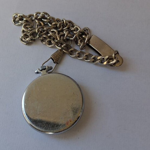 ZARIA Retro pocket watch used, wind-up, gray and silver