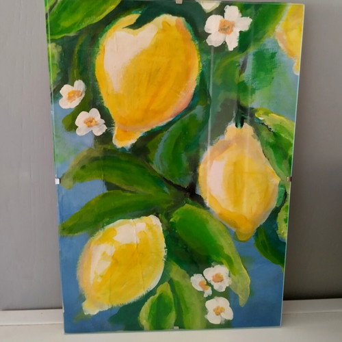 Painting on canvas with frame like new, acrylic colors, 21x30 cm