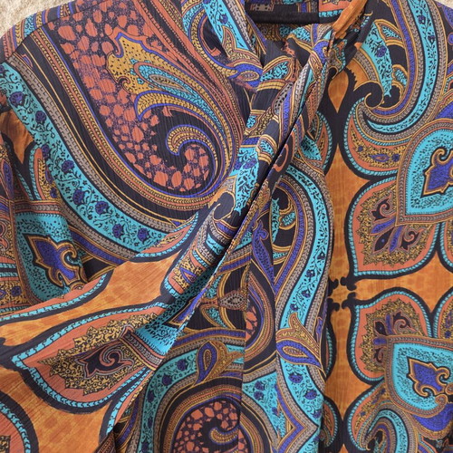 Devernois Paris Paisley Tie-Neck Blouse like new, colorful