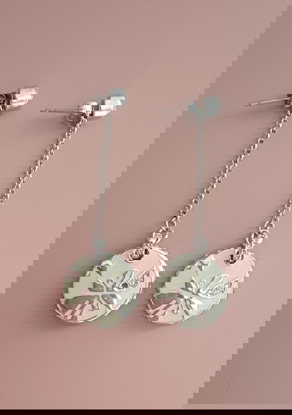 Ασημένια σκουλαρικια Swarovski διπλής όψης