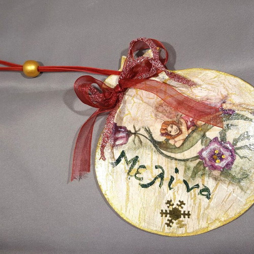 Wooden decoration for female name Melina like new