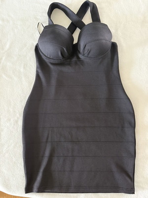 River Island Bodycon Bandage Φόρεμα UK14 Σαν Καινούργιο Μαύρο
