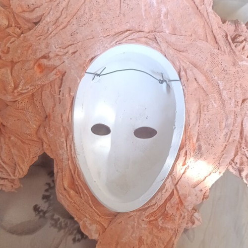 Venetian mask like new, made of baked clay and gauze