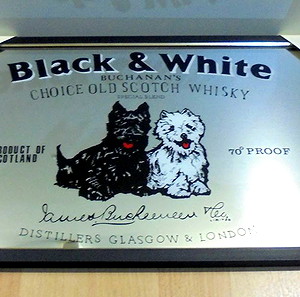 Black & White scotch whisky παλιός διαφημιστικός καθρέφτης