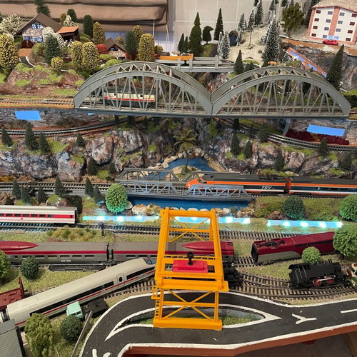 Two-Story Handcrafted Train Model with Lighting and Controls