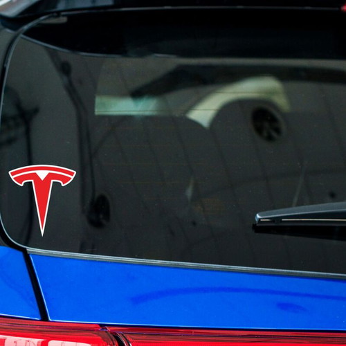 Telsa sticker badge made to order, glossy paper