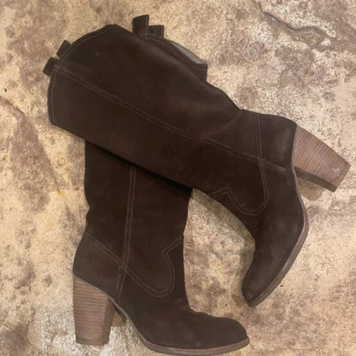 Leather cowboy style boots, brown, size 37