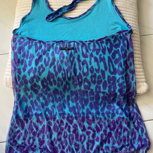 Dolce & Gabbana Mare Vintage Halter Top like new, animal print turquoise and purple