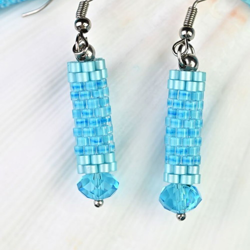 Necklace and earrings set made to order in light blue