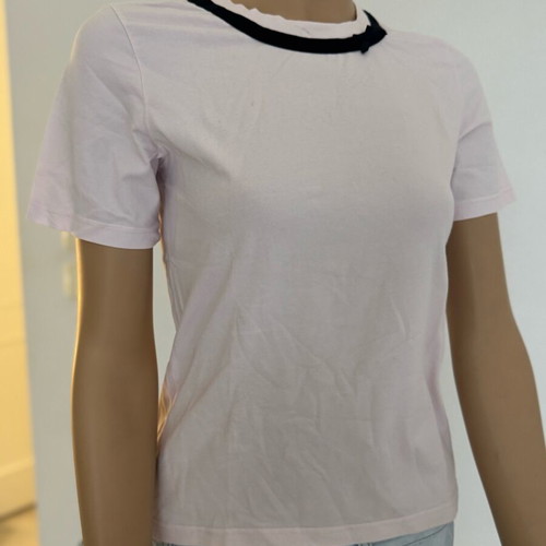 Schumacher pink mako blouse with bow detail at neck small short sleeve new
