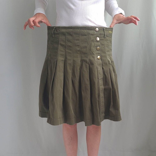 Thomas Burberry women's vintage pleated skirt size 42 / L / XL, green