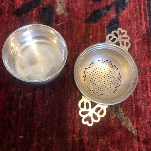 Tea strainers set of 2 used, silver-plated, vintage