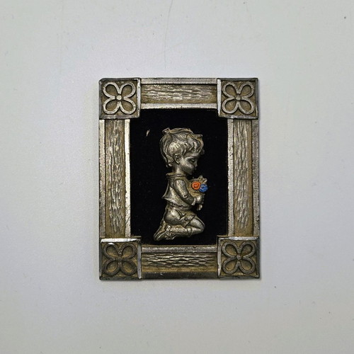 Peltro vintage pair of silver frame photo frames used