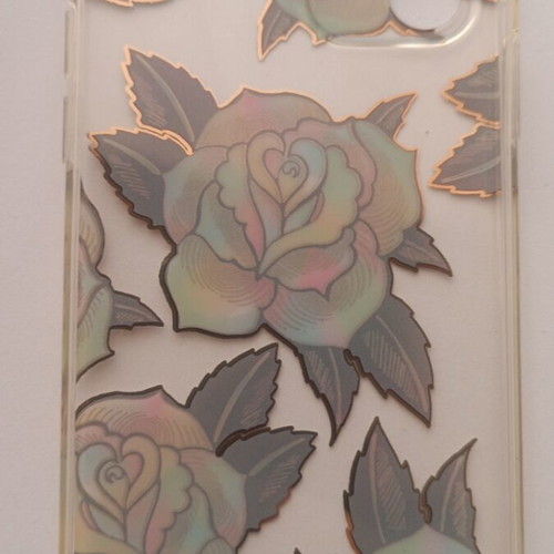 iPhone 12/12Pro case new, transparent with holographic flowers