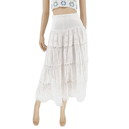 Bluenote long cotton skirt one size white new
