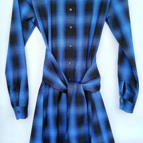 Maje blurred plaid shirt dress like new, size 1, blue black