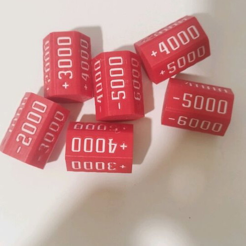 TCG counters dice, made to order, 6 pieces, 3d printed PLA