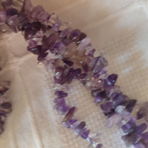 Multi-strand natural amethyst necklace, boho style