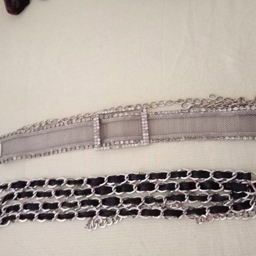 Belts like new, silver with rhinestones and black with silver, comfortable for large sizes
