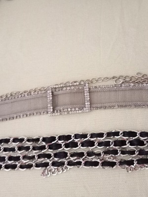 Belts like new, silver with rhinestones and black with silver, comfortable for large sizes