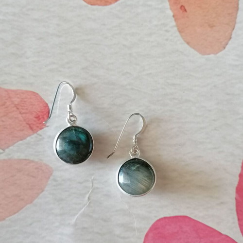 Silver 925 Earrings with Natural Labradorite New