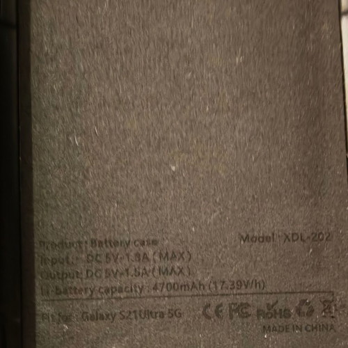 Powerbank case for Samsung S21 Ultra used, 4700mAh capacity