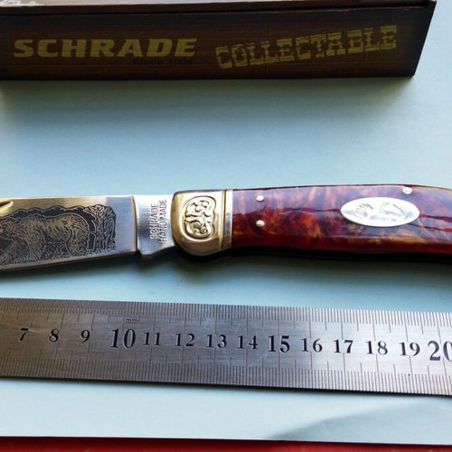 Schrade Limited Edition 2007 Handmade Knife with Bear Engraving Acrylic New