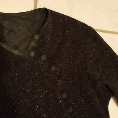 Thin black blouse with silver decorative buttons medium like new, semi-transparent