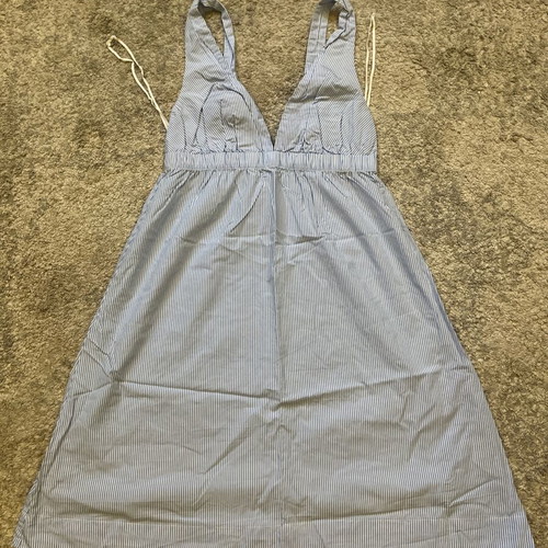 Oysho striped mini dress 100% cotton like new size S blue-white