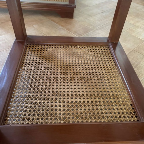 Set of 3 classic coffee tables with rattan like new