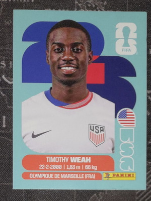 Panini Fifa World Cup 2026 Timothy Weah collectible sticker new