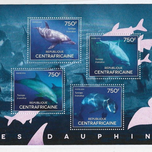 Central African Republic 2014 Dolphins new collectible stamp