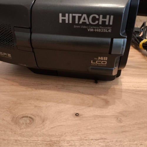 Hitachi H825LE 8mm video camera recorder used with accessories