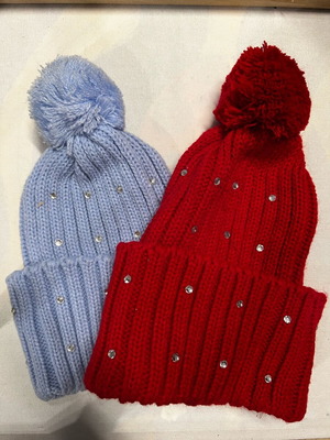 Knitted hats new, blue and red