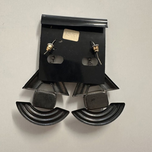 Boho vintage earrings used, gray and silver