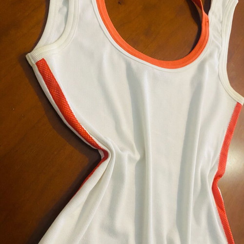 Marccain sport top like new, white with coral stripes