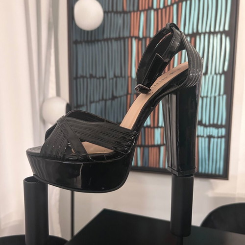 Celestino Black Patent Platform Sandals Size 37 Like New