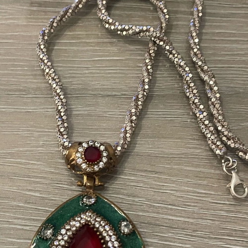 Silver 925 necklace used with semi-precious stones 49 cm