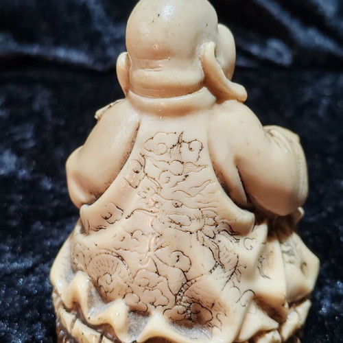Vintage Laughing Buddha Hotei statue, Shoushan stone
