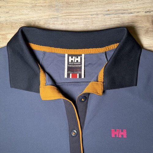 Helly Hansen Polo Shirt men's XL, used, steel blue with black collar