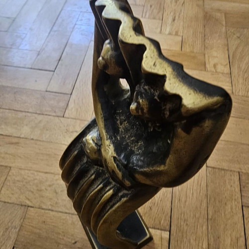 Roza Iliou statue like new, bronze girl with flowers