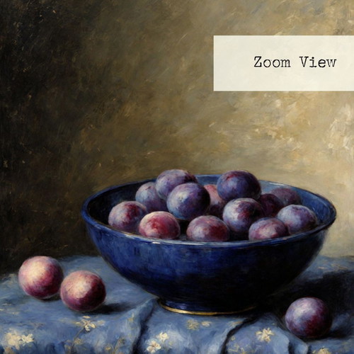 Vintage Still Life with Plums Framed Print 13x18 cm Museum Style