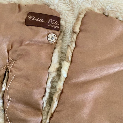 Natural fur scarf Christina Titi Design new, beige