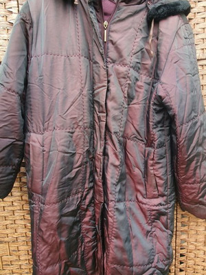 Παλτό μωβ Goth gothic με μπορντό φόδρα και κουκούλα σαν καινούργιο