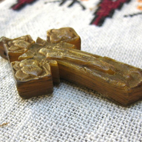 Handmade cross used, bone pendant 5.5x3.5 cm