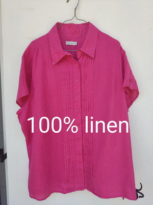 Vintage 100% linen shirt fuchsia pink plus size used
